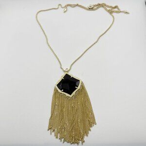 Kendra Scott Kingston Black & Gold Long Pendant Necklace